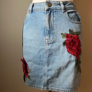 ASOS Denim Original Skirt with Embroidery
